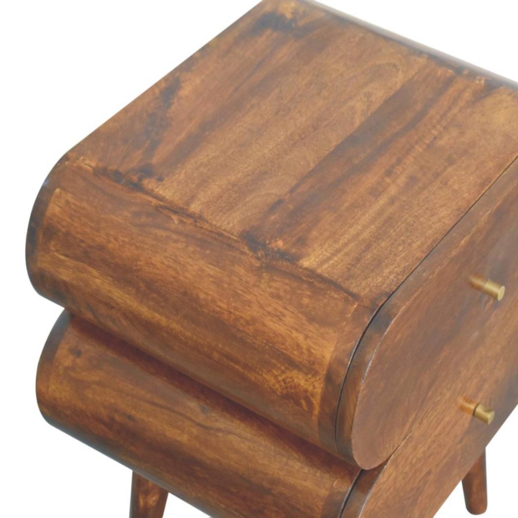 Bubble Bedside Table | Chestnut Finish | Rounded Sculptural Design