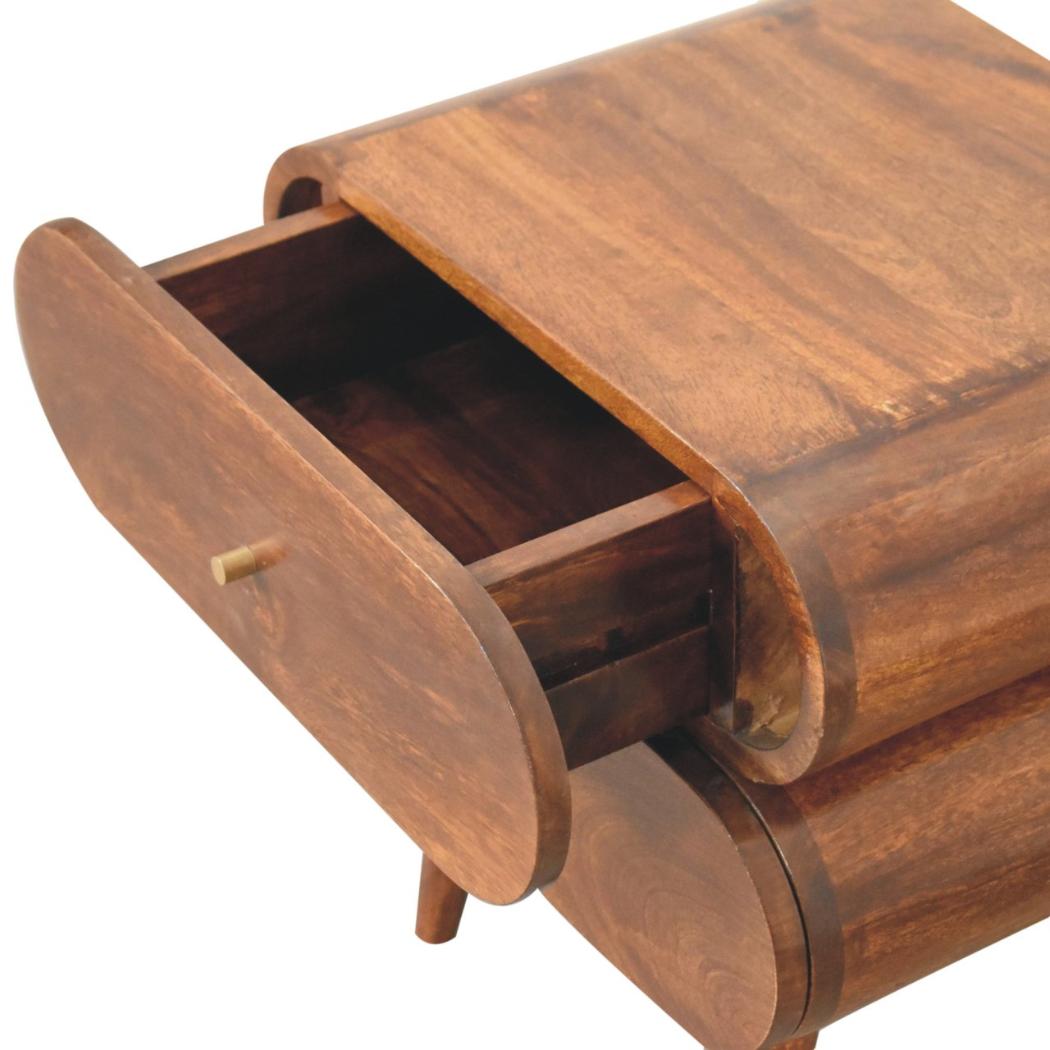 Bubble Bedside Table | Chestnut Finish | Rounded Sculptural Design