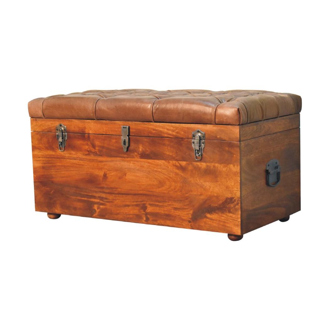 Buffalo Hide Chestnut Storage Trunk | Artisan-Crafted Design