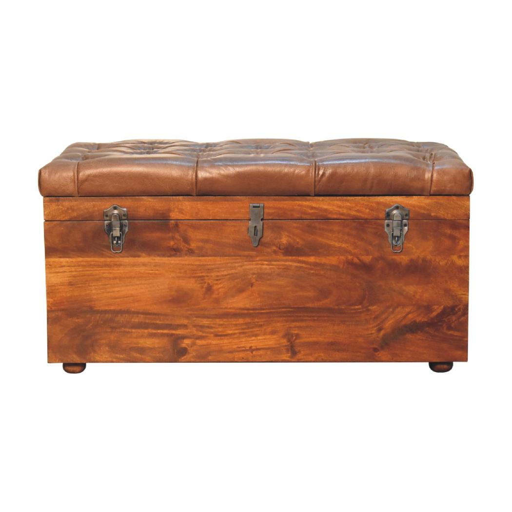 Buffalo Hide Chestnut Storage Trunk | Artisan-Crafted Design