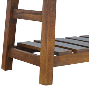 Buffalo Hide Hallway Bench | Solid Mango Wood | Leather Seat | Lower Shoe Shelf