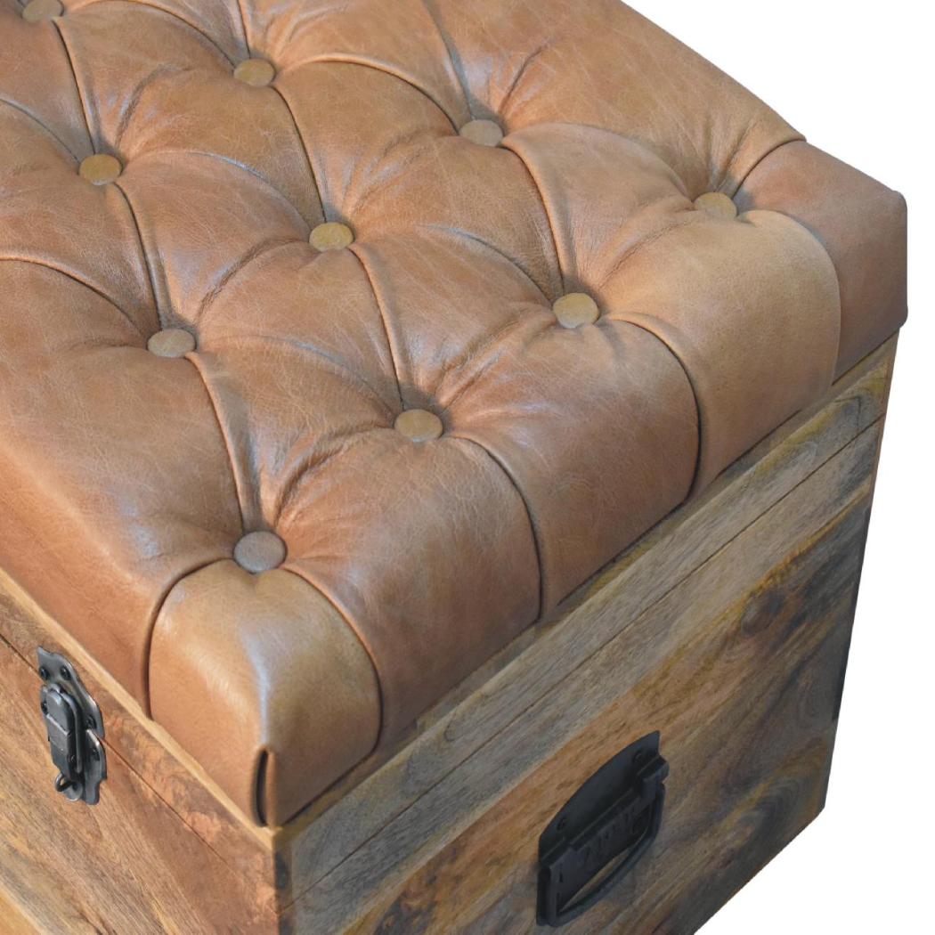 Buffalo Hide Oak-Inspired Storage Trunk | Artisan-Crafted Design