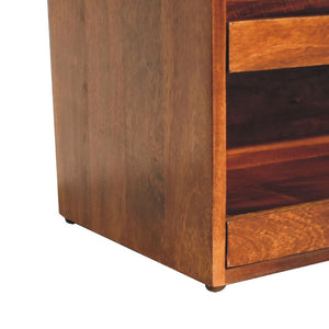 Buffalo Hide Pull-Out Chestnut Shoe Storage Bench | Pull-Out Shoe Storage