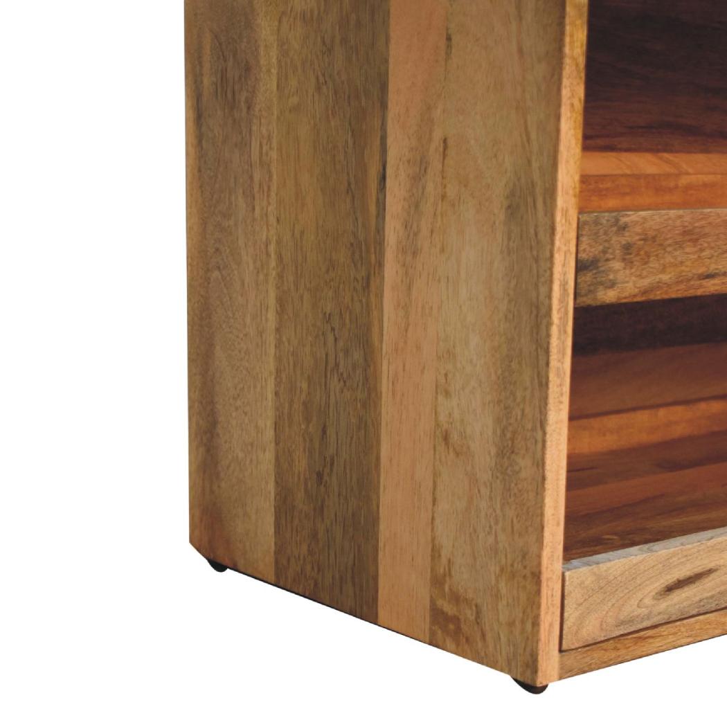 Buffalo Hide Pull-Out Oak-Inspired Shoe Storage Bench | Pull-Out Shoe Storage