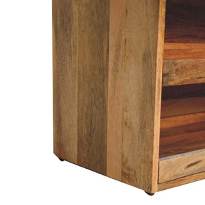 Buffalo Hide Pull-Out Oak-Inspired Shoe Storage Bench | Pull-Out Shoe Storage