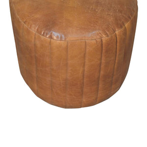 Buffalo Leather & Bouclé Footstool | Upholstered Accent Piece