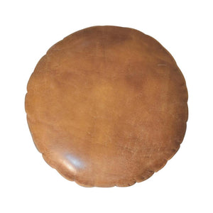 Buffalo Leather & Bouclé Footstool | Upholstered Accent Piece
