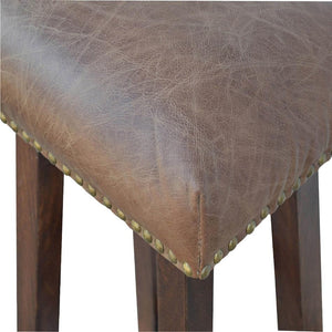 Buffalo Leather Bar Stool | Brass Detail | Statement Kitchen Seating