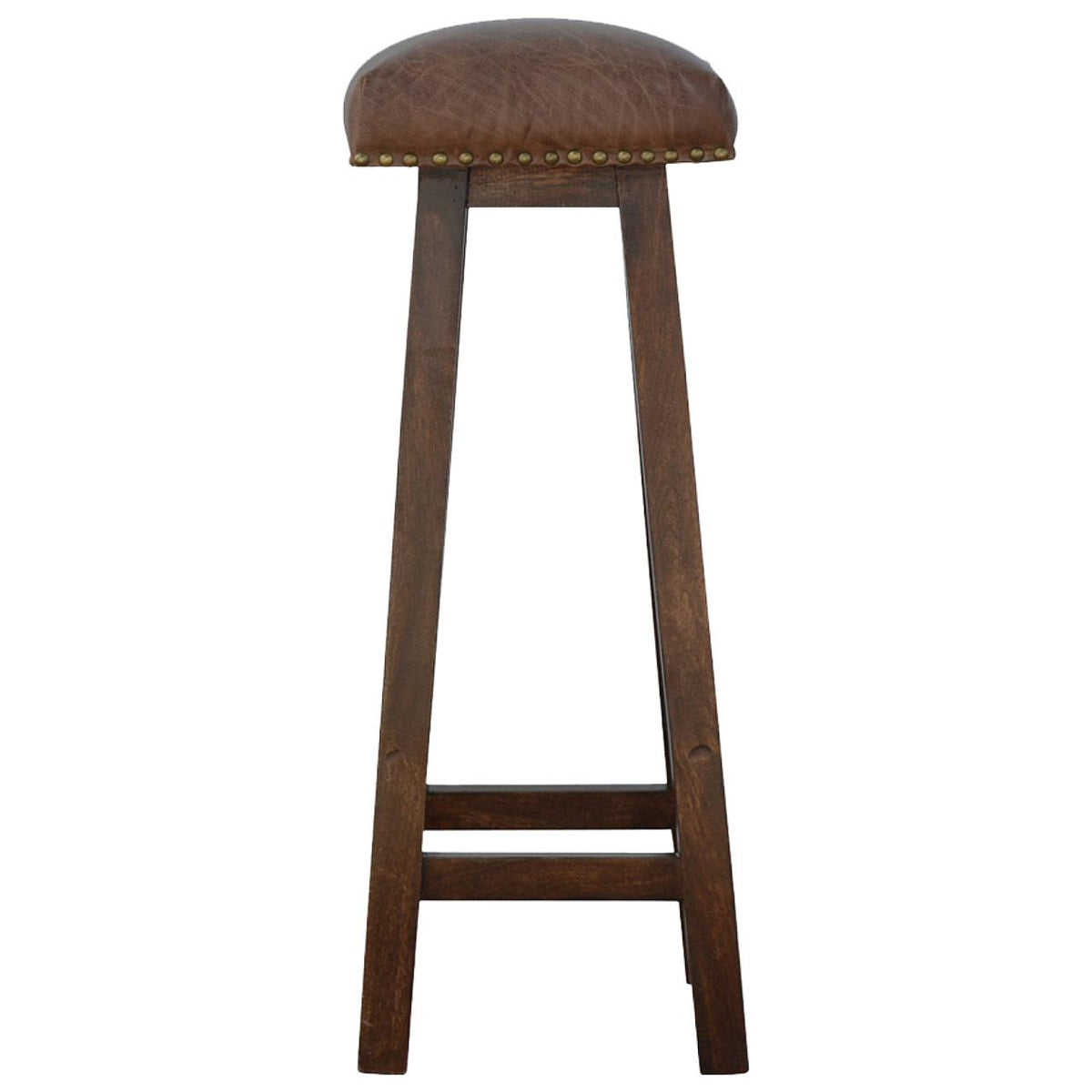 Buffalo Leather Bar Stool | Brass Detail | Statement Kitchen Seating