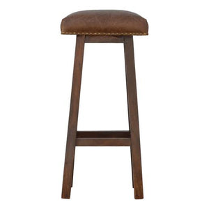 Buffalo Leather Bar Stool | Brass Detail | Statement Kitchen Seating