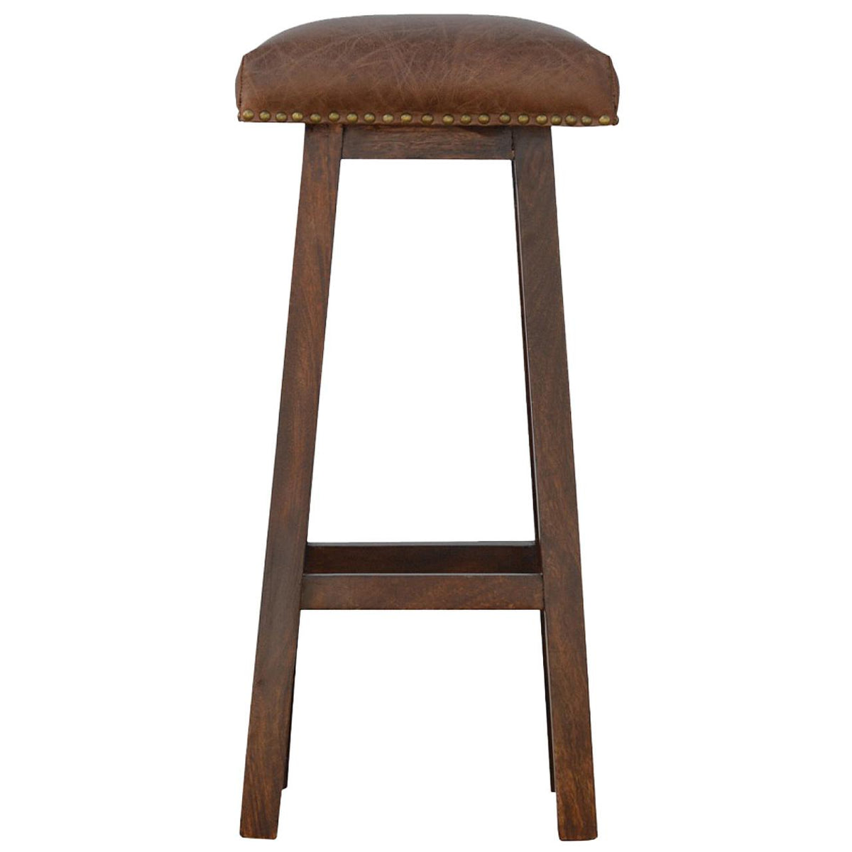 Buffalo Leather Bar Stool | Brass Detail | Statement Kitchen Seating