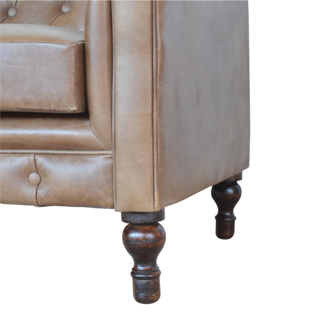 Buffalo Leather Chesterfield Chair | Solid Leather | Deep Button Upholstery | Classic Seating