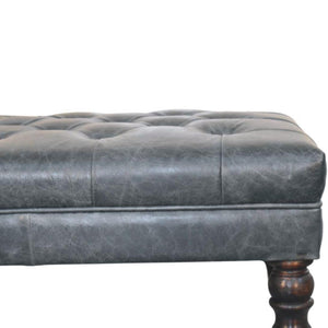 Buffalo Leather Ottoman | Teal Hide | Castor Legs
