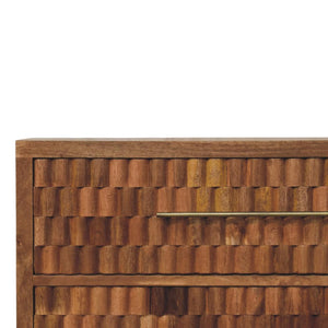 Cadiz Carved Chest of Drawers | Solid Mango Wood | Golden Teak Finish | 3 Drawer Storage Dresser