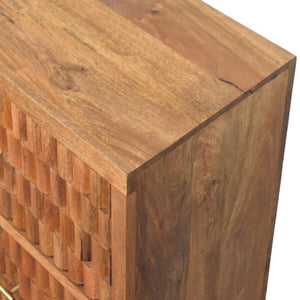 Cadiz Carved Chest of Drawers | Solid Mango Wood | Golden Teak Finish | 3 Drawer Storage Dresser