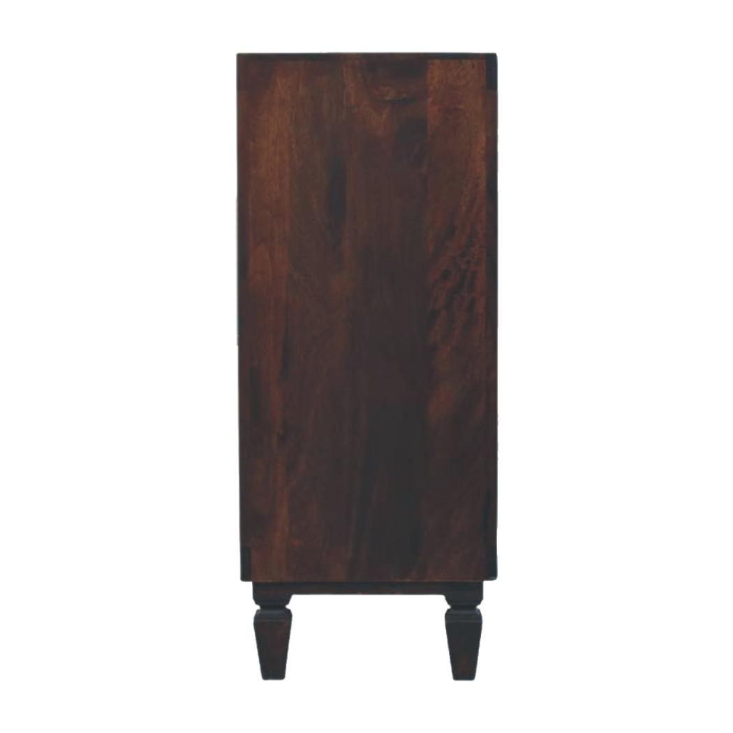 Cadiz Carved Chest of Drawers | Solid Mango Wood | Velvet Mocha Finish | 3 Drawer Storage Dresser