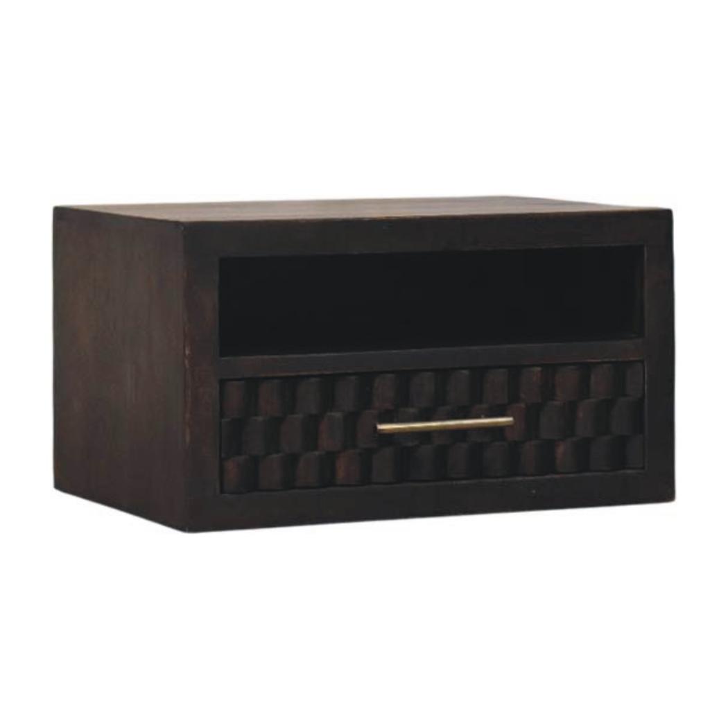 Cadiz Carved Chest of Drawers | Solid Mango Wood | Velvet Mocha Finish | 3 Drawer Storage Dresser