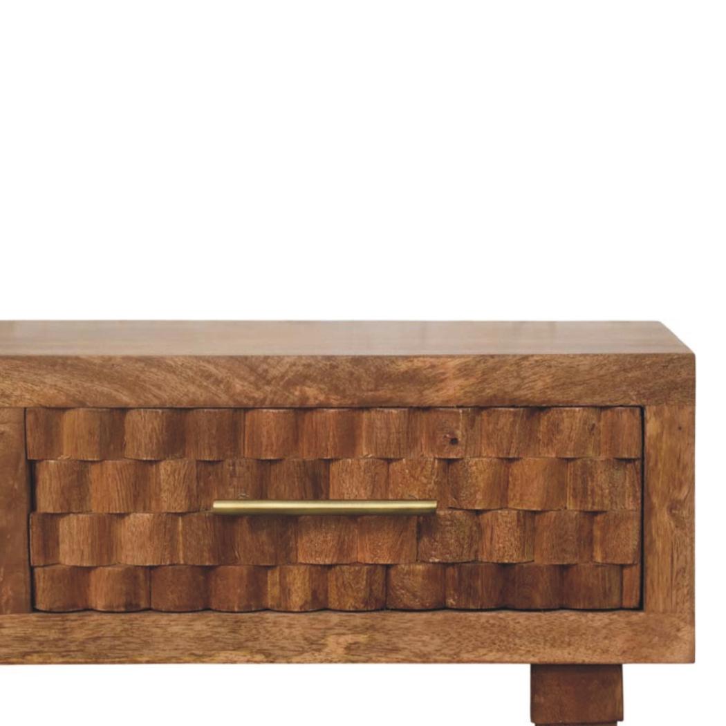 Cadiz Carved Console Table | 2 Drawers | Solid Mango Wood | Golden Teak Finish