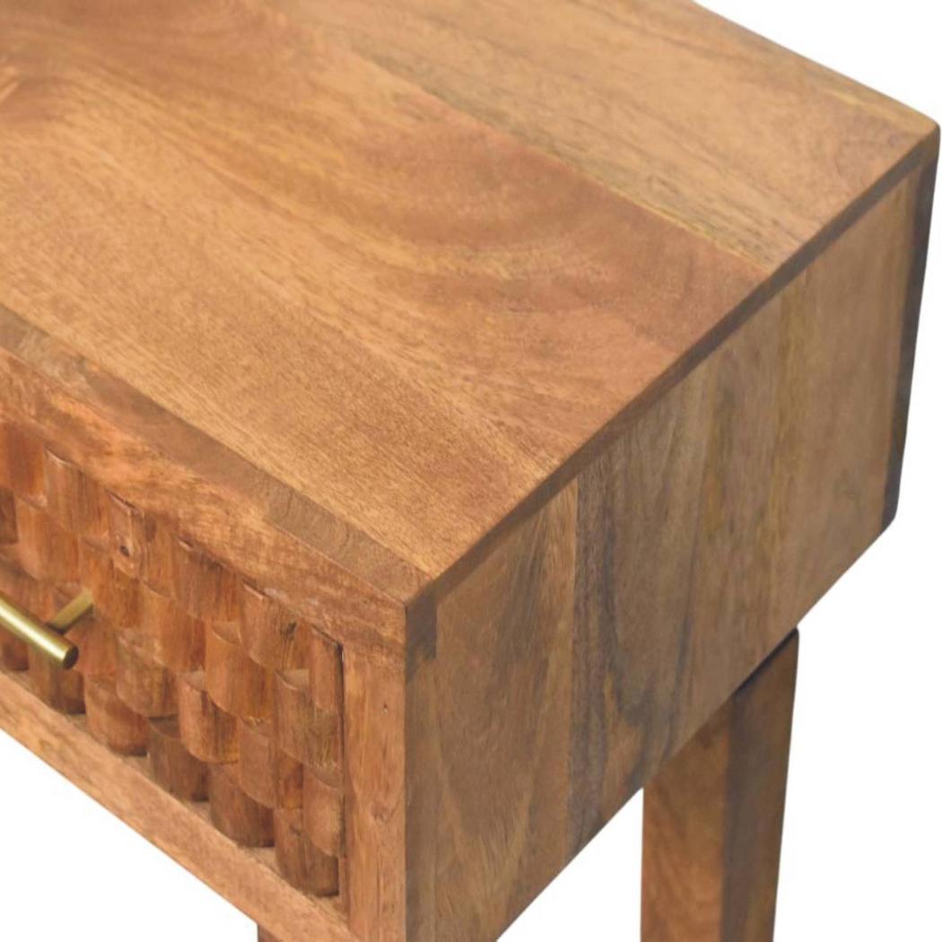 Cadiz Carved Console Table | 2 Drawers | Solid Mango Wood | Golden Teak Finish