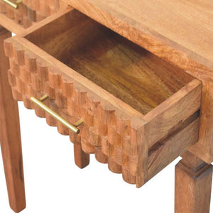 Cadiz Carved Console Table | 2 Drawers | Solid Mango Wood | Golden Teak Finish