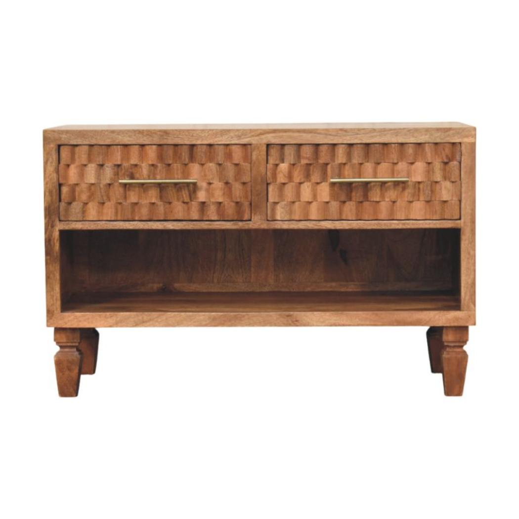 Cadiz Carved Entryway Shoe Cabinet | Carved Detailing | Hallway Storage