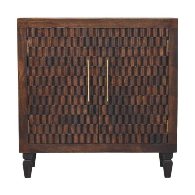 Cadiz Carved Panel Cabinet | Artisan-Style Timber Storage | Decorative Accent Cupboard