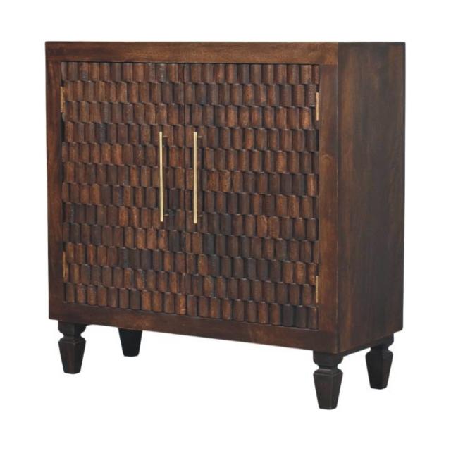 Cadiz Carved Panel Cabinet | Artisan-Style Timber Storage | Decorative Accent Cupboard