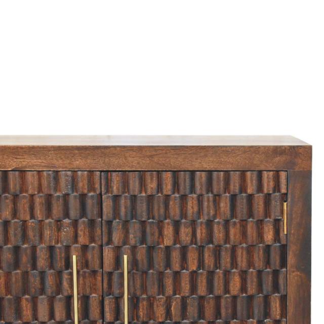 Cadiz Carved Panel Cabinet | Artisan-Style Timber Storage | Decorative Accent Cupboard