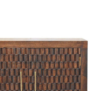 Cadiz Carved Panel Cabinet | Artisan-Style Timber Storage | Decorative Accent Cupboard
