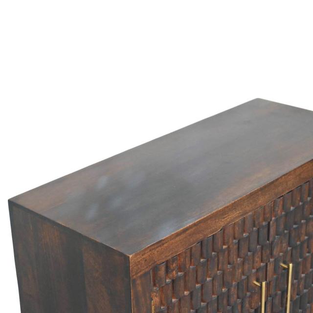 Cadiz Carved Panel Cabinet | Artisan-Style Timber Storage | Decorative Accent Cupboard
