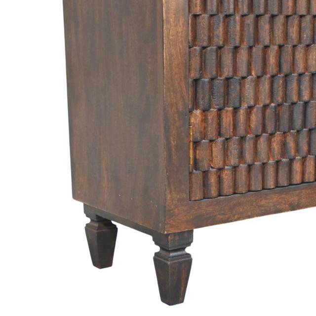Cadiz Carved Panel Cabinet | Artisan-Style Timber Storage | Decorative Accent Cupboard