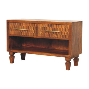 Cadiz Carved Shoe Bench | Timber Entryway Bench