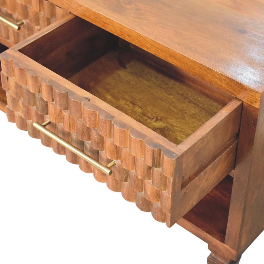 Cadiz Carved Shoe Bench | Timber Entryway Bench