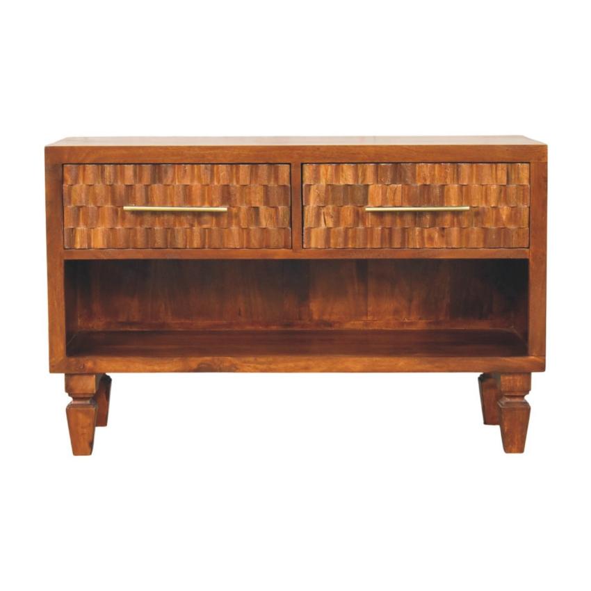 Cadiz Carved Shoe Bench | Timber Entryway Bench