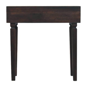 Cadiz Carved Slim Console Table | Solid Mango Wood | Velvet Mocha Finish | 2 Drawer Hallway Console