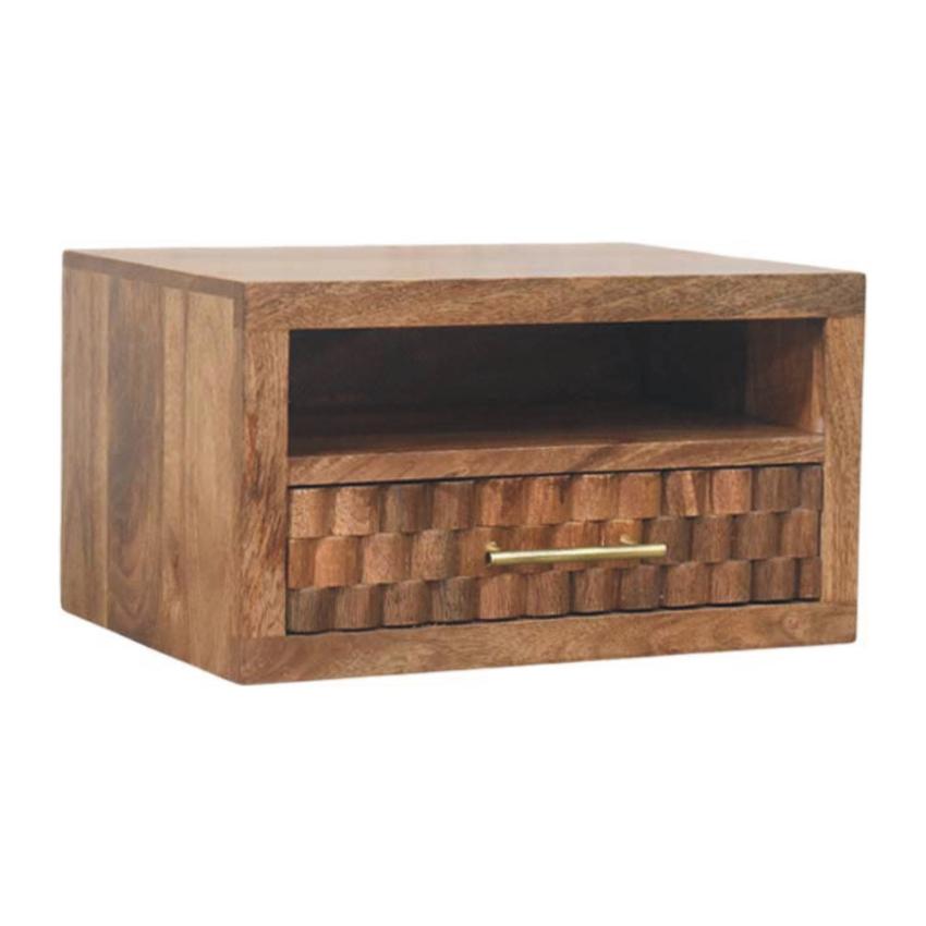 Cadiz Carved Slot-Drawer Bedside | Handcrafted Nightstand | Artisan Detail