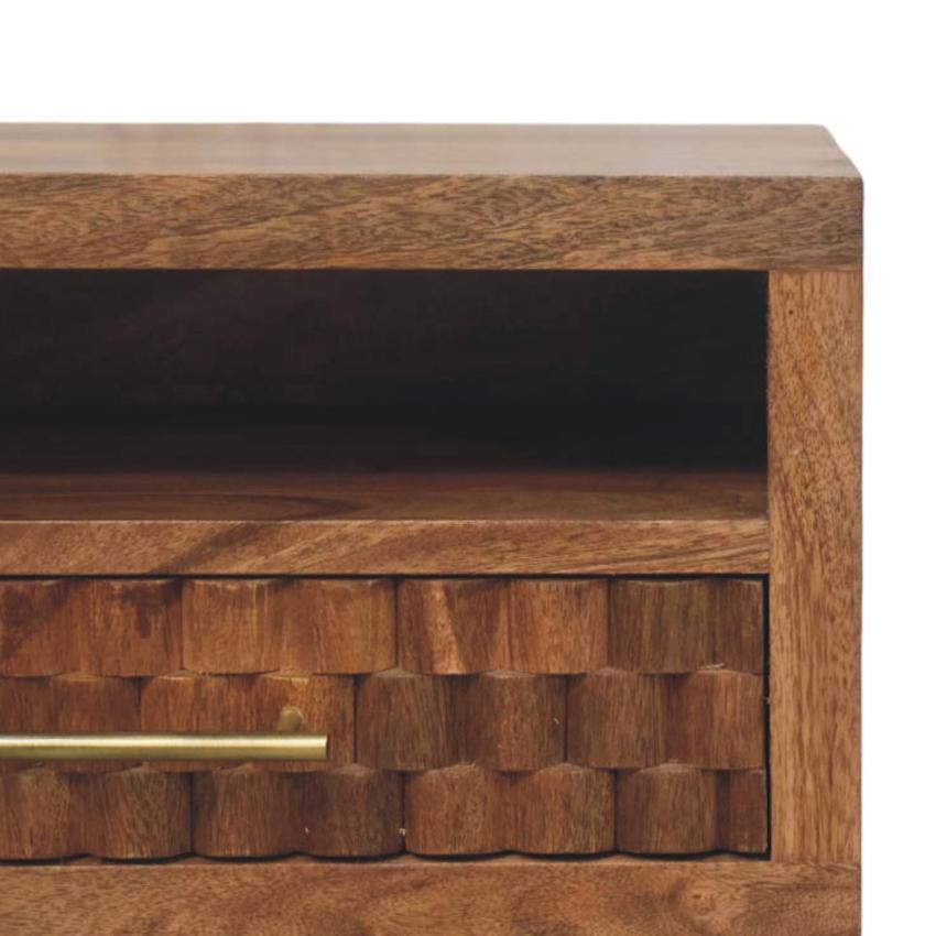 Cadiz Carved Slot-Drawer Bedside | Handcrafted Nightstand | Artisan Detail