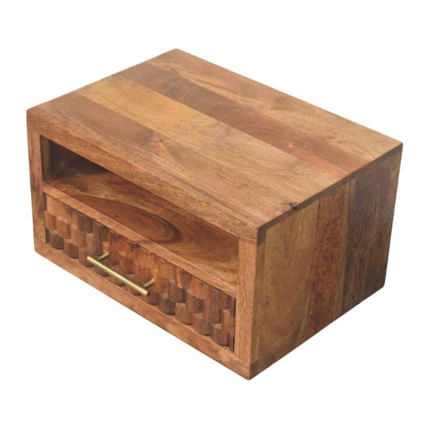Cadiz Carved Slot-Drawer Bedside | Handcrafted Nightstand | Artisan Detail