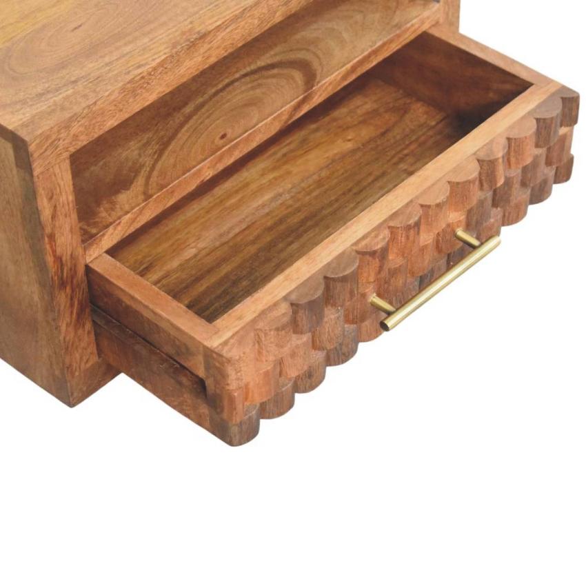 Cadiz Carved Slot-Drawer Bedside | Handcrafted Nightstand | Artisan Detail