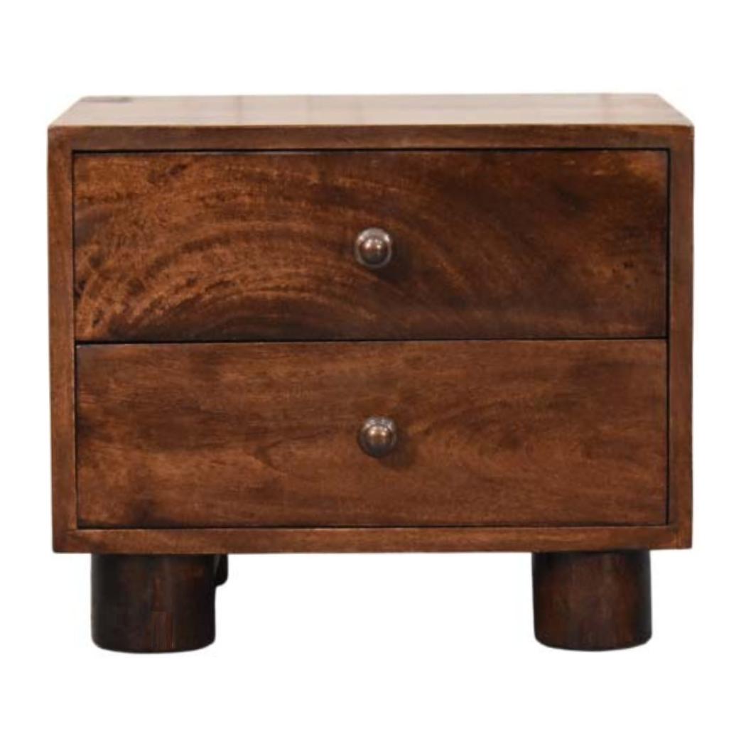 California Walnut Bedside Table | 2 Drawer Storage