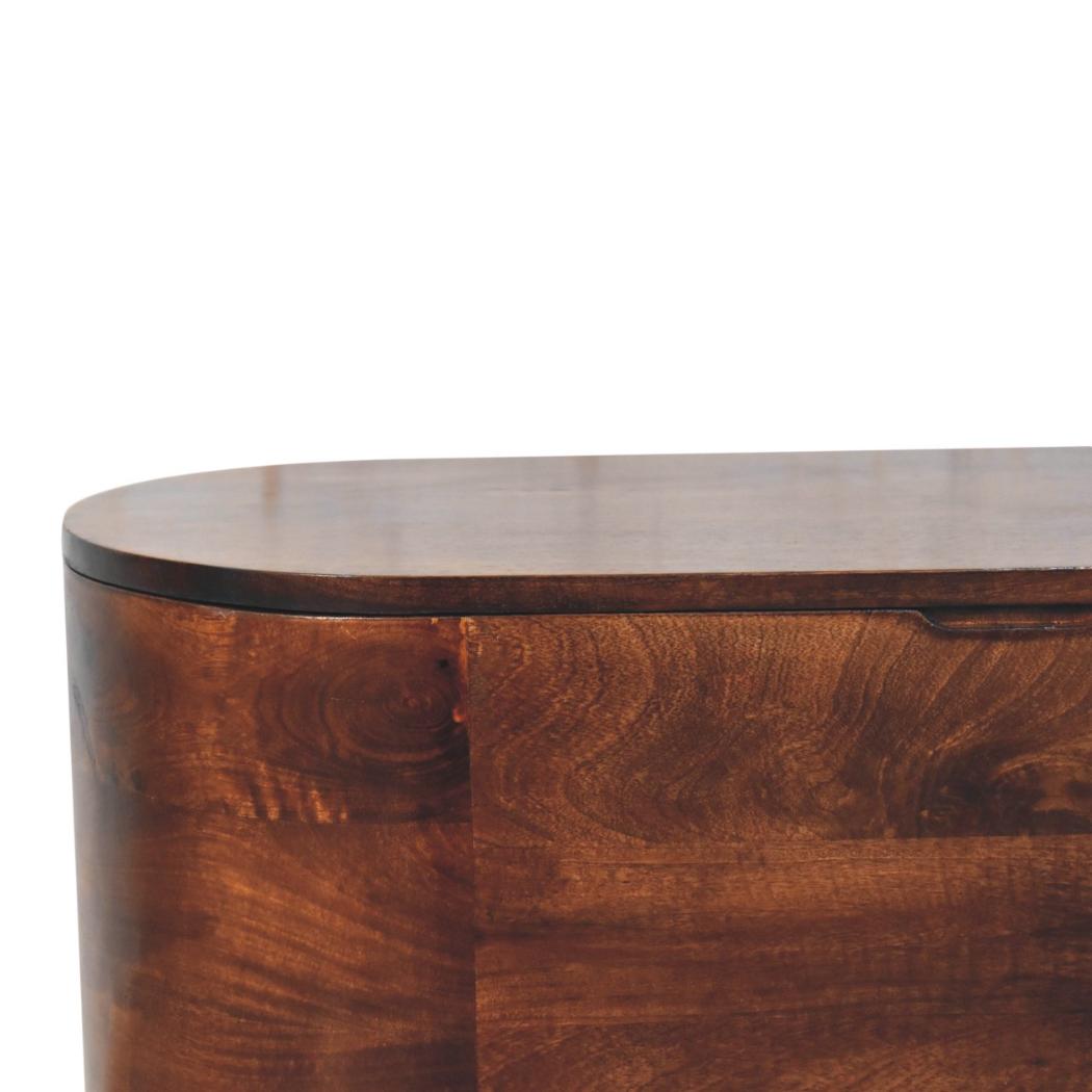 California Walnut Blanket Box | Solid Mango Wood | Rounded Lift-Up Storage Chest