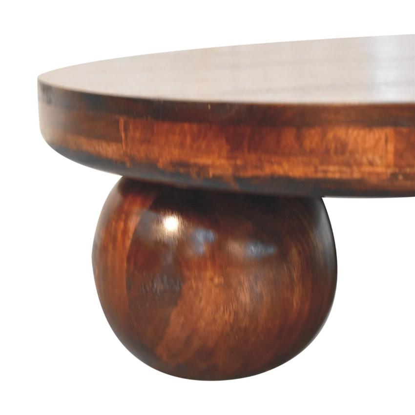 California Walnut Central Table | Ball Feet | Solid Wood Coffee Table