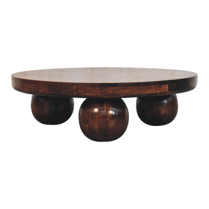 California Walnut Central Table | Ball Feet | Solid Wood Coffee Table
