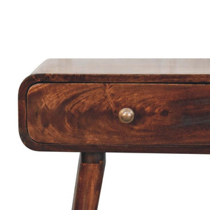 California Walnut Console Table | Solid Mango Wood | 2 Drawer Curved Hallway Table