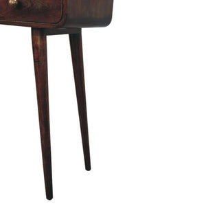 California Walnut Console Table | Solid Mango Wood | 2 Drawer Curved Hallway Table