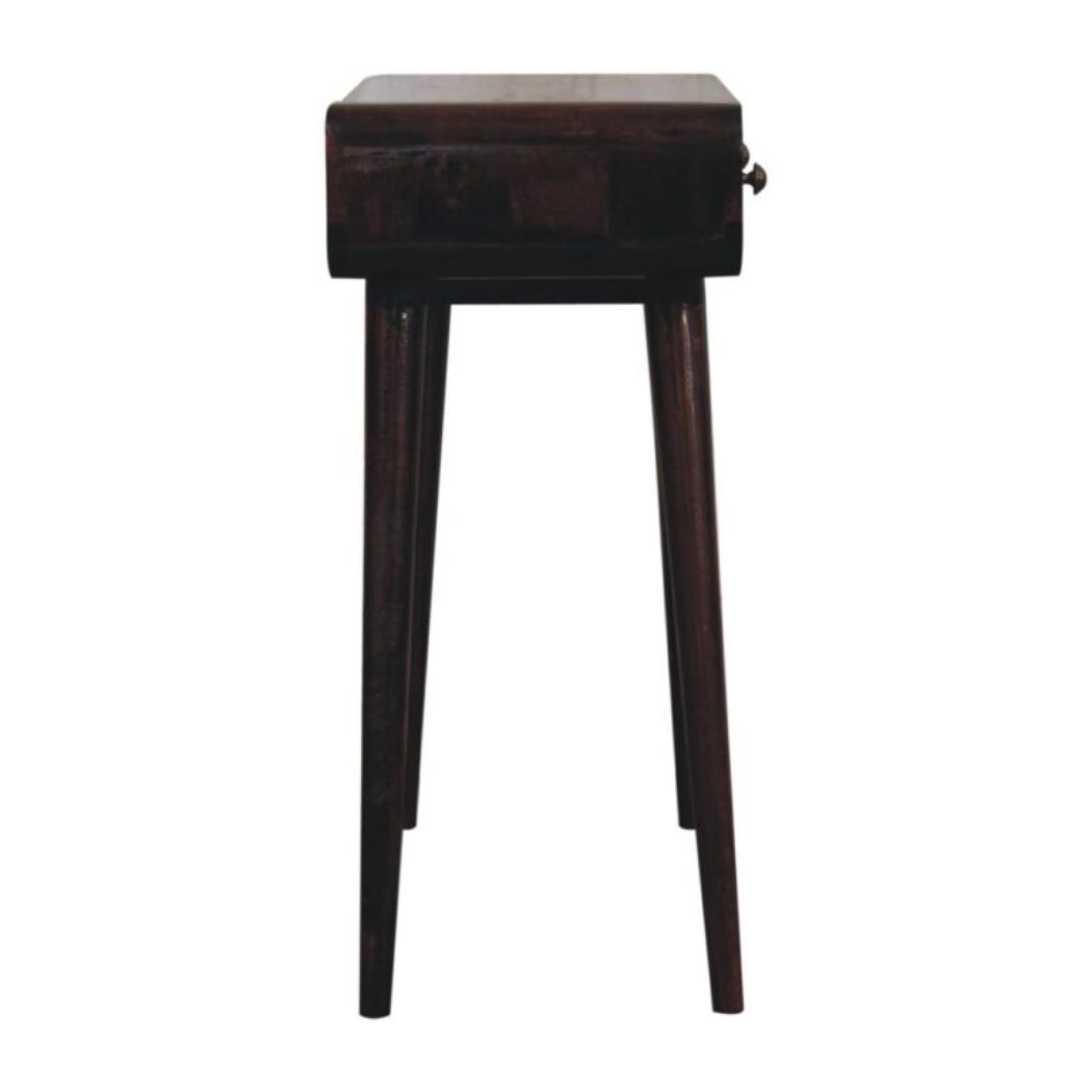 California Walnut Console Table | Solid Mango Wood | 2 Drawer Curved Hallway Table