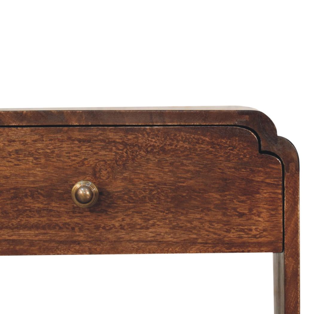 California Walnut Newton Bedside Table | Solid Mango Wood | California Walnut Finish | 1 Drawer with Open Shelf