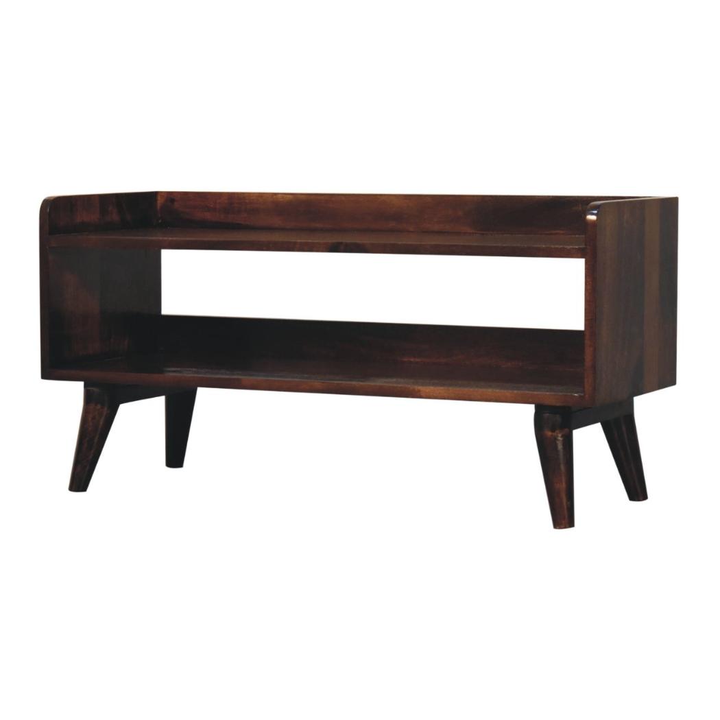 California Walnut Nordic Shoe Storage Bench | Solid Mango Wood | California Walnut Finish | Hallway Bench