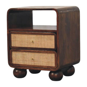 California Walnut Rattan Bedside Table | Textured Design
