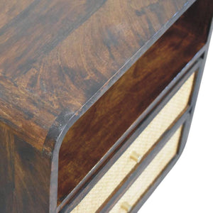 California Walnut Rattan Bedside Table | Textured Design